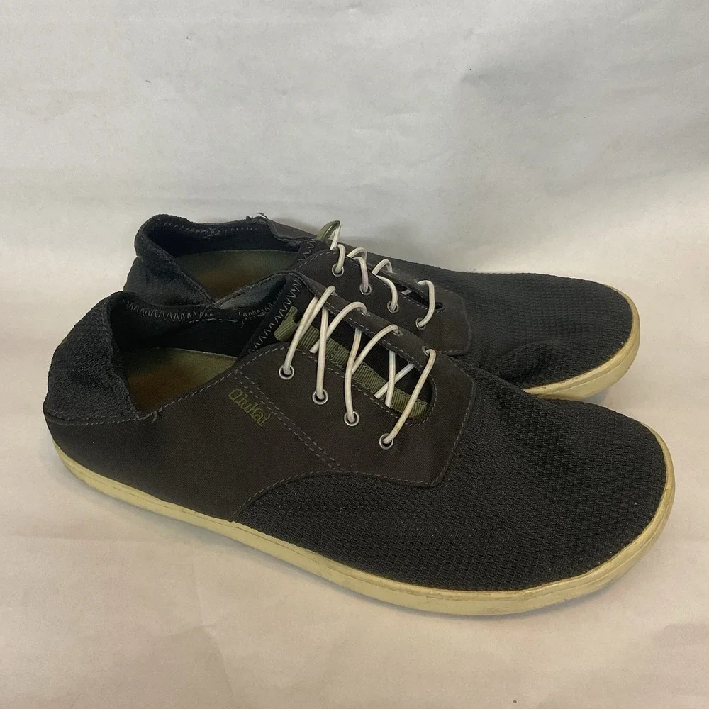 OluKai Mens Nohea Moku No Tie Boat Shoe 9,5 Charcoal Slip On Convertible Sneaker